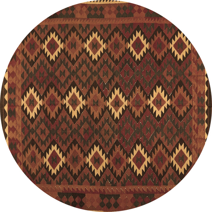 Round Oriental Brown Traditional Rug, con1675brn