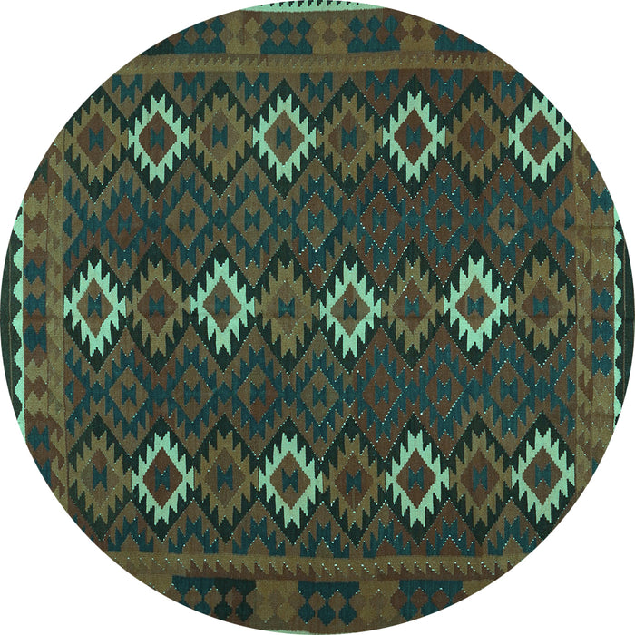 Round Oriental Turquoise Traditional Rug, con1675turq