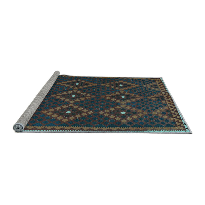 Sideview of Machine Washable Oriental Light Blue Traditional Rug, wshcon1676lblu