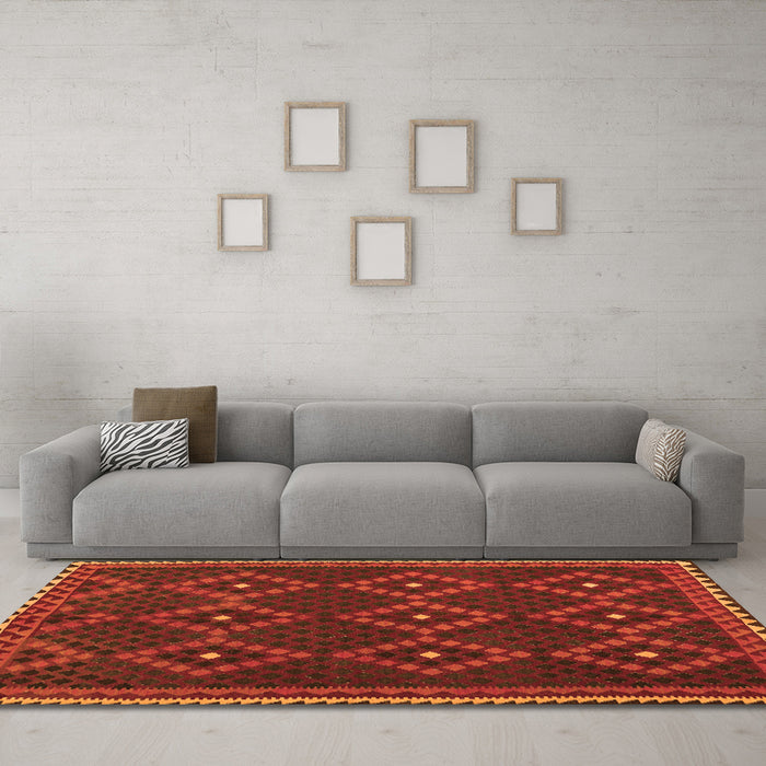 Machine Washable Oriental Orange Traditional Area Rugs in a Living Room, wshcon1676org