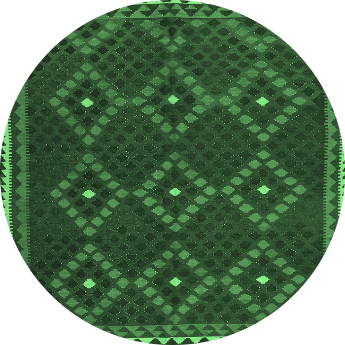 Round Oriental Emerald Green Traditional Rug, con1676emgrn