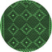 Round Oriental Emerald Green Traditional Rug, con1676emgrn