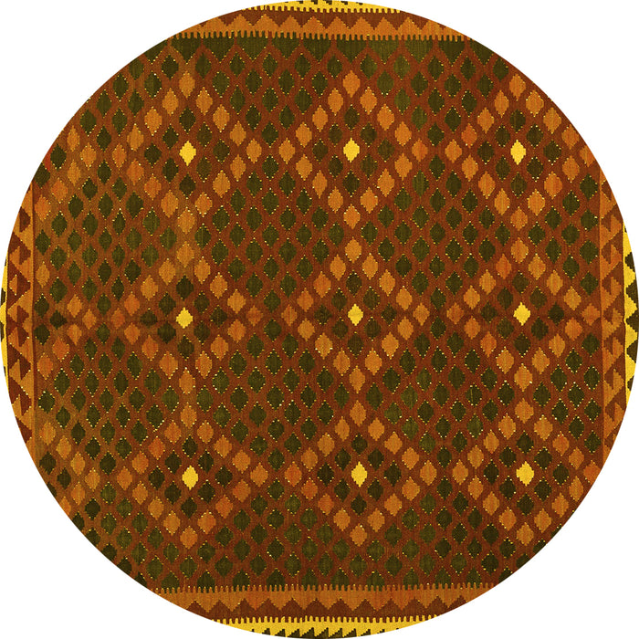 Round Oriental Yellow Traditional Rug, con1676yw