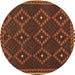 Round Machine Washable Oriental Brown Traditional Rug, wshcon1676brn