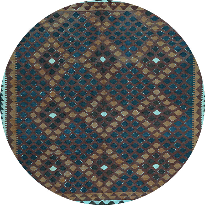 Round Machine Washable Oriental Light Blue Traditional Rug, wshcon1676lblu