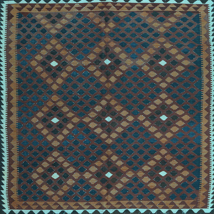 Square Machine Washable Oriental Light Blue Traditional Rug, wshcon1676lblu