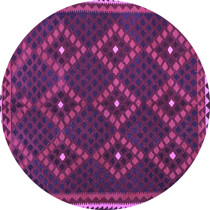Round Machine Washable Oriental Purple Traditional Area Rugs, wshcon1676pur