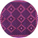 Round Machine Washable Oriental Purple Traditional Area Rugs, wshcon1676pur