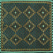 Square Oriental Turquoise Traditional Rug, con1676turq