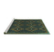 Sideview of Machine Washable Oriental Turquoise Traditional Area Rugs, wshcon1676turq