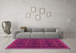 Machine Washable Oriental Pink Traditional Rug in a Living Room, wshcon1676pnk