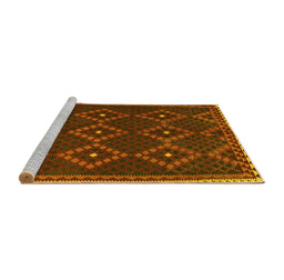 Sideview of Machine Washable Oriental Yellow Traditional Rug, wshcon1676yw