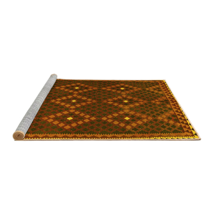 Sideview of Machine Washable Oriental Yellow Traditional Rug, wshcon1676yw
