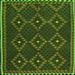 Round Machine Washable Oriental Green Traditional Area Rugs, wshcon1676grn