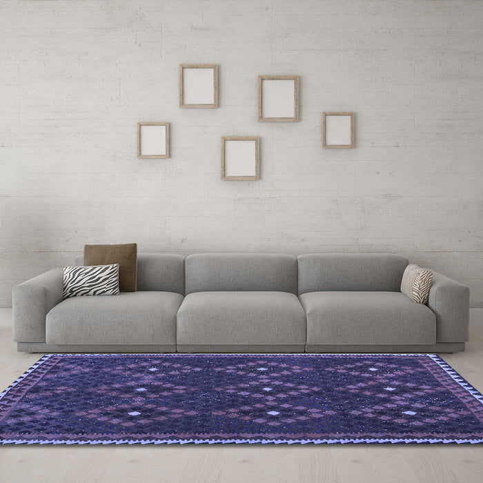 Machine Washable Oriental Blue Traditional Rug in a Living Room, wshcon1676blu