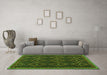 Machine Washable Oriental Green Traditional Area Rugs in a Living Room,, wshcon1676grn