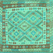 Square Southwestern Turquoise Country Rug, con1677turq