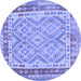 Round Southwestern Blue Country Rug, con1677blu