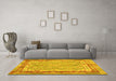 Machine Washable Southwestern Yellow Country Rug in a Living Room, wshcon1677yw