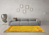 Machine Washable Southwestern Yellow Country Rug, wshcon1677yw