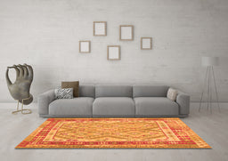 Machine Washable Southwestern Orange Country Area Rugs in a Living Room, wshcon1677org