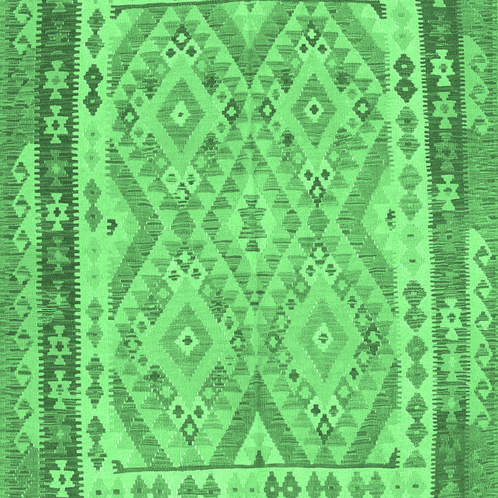 Machine Washable Southwestern Emerald Green Country Area Rugs, wshcon1677emgrn
