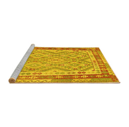 Sideview of Machine Washable Southwestern Yellow Country Rug, wshcon1677yw