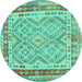 Round Southwestern Turquoise Country Rug, con1677turq