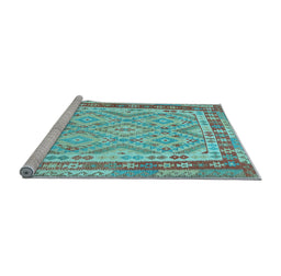 Sideview of Machine Washable Southwestern Light Blue Country Rug, wshcon1677lblu