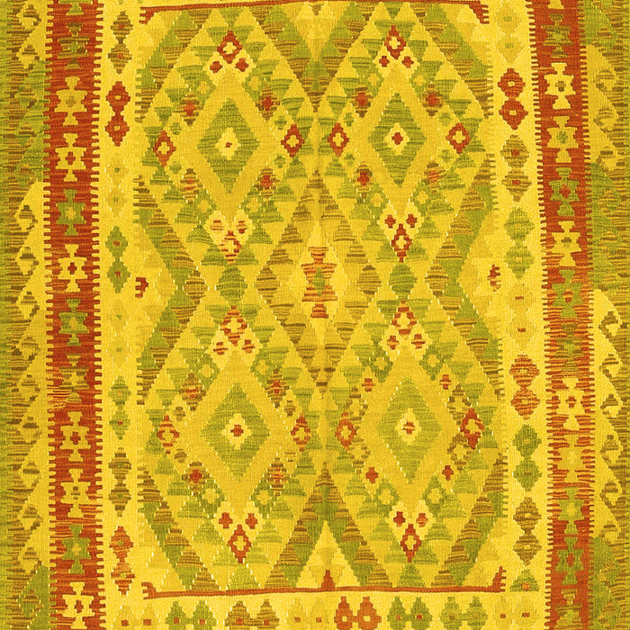 Machine Washable Southwestern Yellow Country Rug, wshcon1677yw