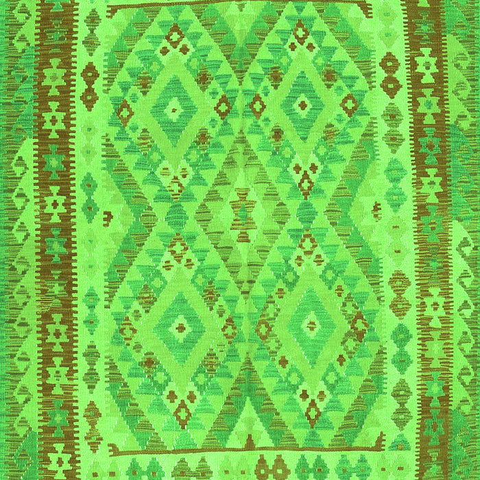 Serging Thickness of Machine Washable Southwestern Green Country Area Rugs, wshcon1677grn