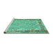 Sideview of Machine Washable Southwestern Turquoise Country Area Rugs, wshcon1677turq