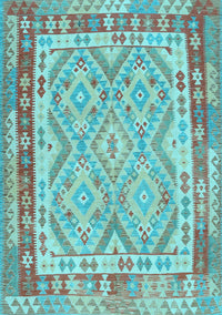 Southwestern Light Blue Country Rug, con1677lblu