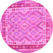 Round Southwestern Pink Country Rug, con1677pnk