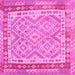 Square Machine Washable Southwestern Pink Country Rug, wshcon1677pnk