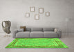 Machine Washable Southwestern Green Country Area Rugs in a Living Room,, wshcon1677grn