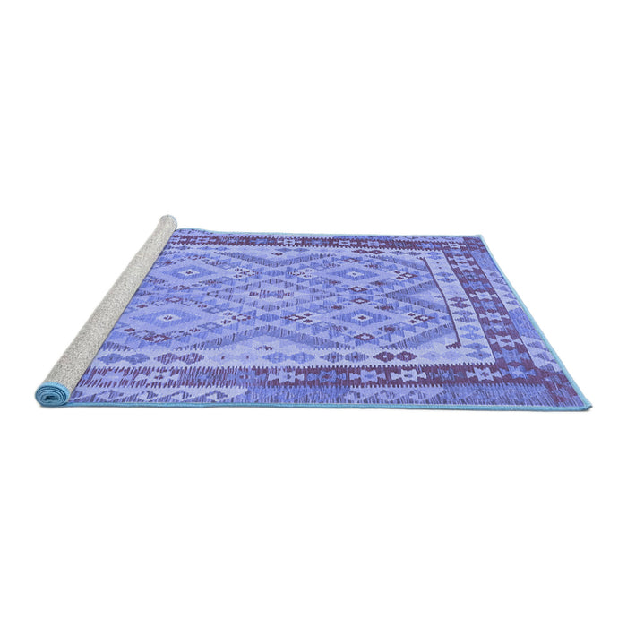 Sideview of Machine Washable Southwestern Blue Country Rug, wshcon1677blu