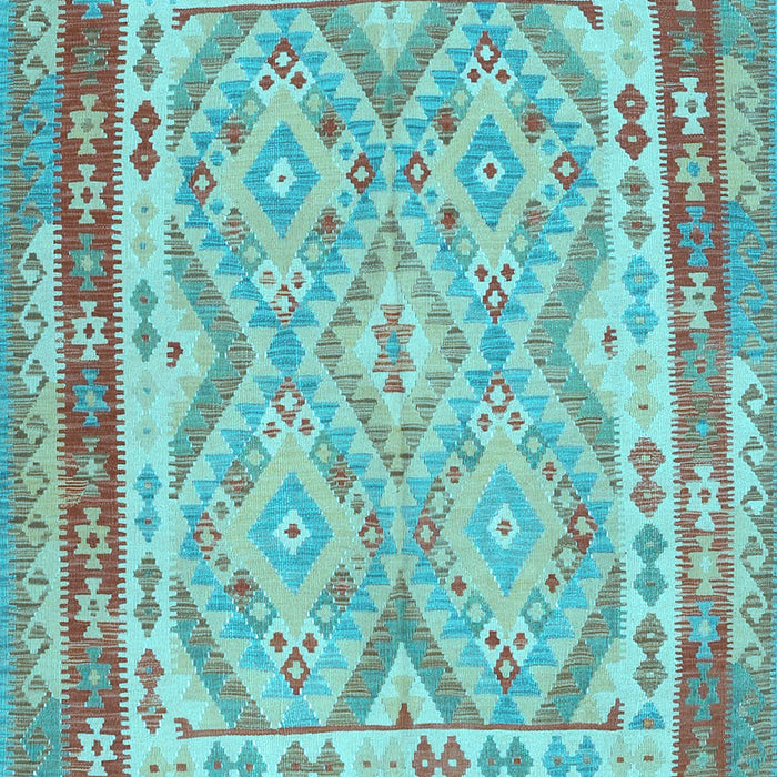 Machine Washable Southwestern Light Blue Country Rug, wshcon1677lblu