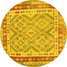 Round Southwestern Yellow Country Rug, con1677yw