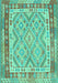 Machine Washable Southwestern Turquoise Country Area Rugs, wshcon1677turq