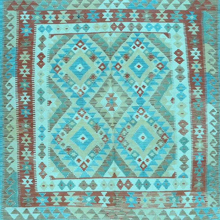 Square Southwestern Light Blue Country Rug, con1677lblu