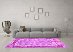 Machine Washable Southwestern Purple Country Area Rugs in a Living Room, wshcon1677pur
