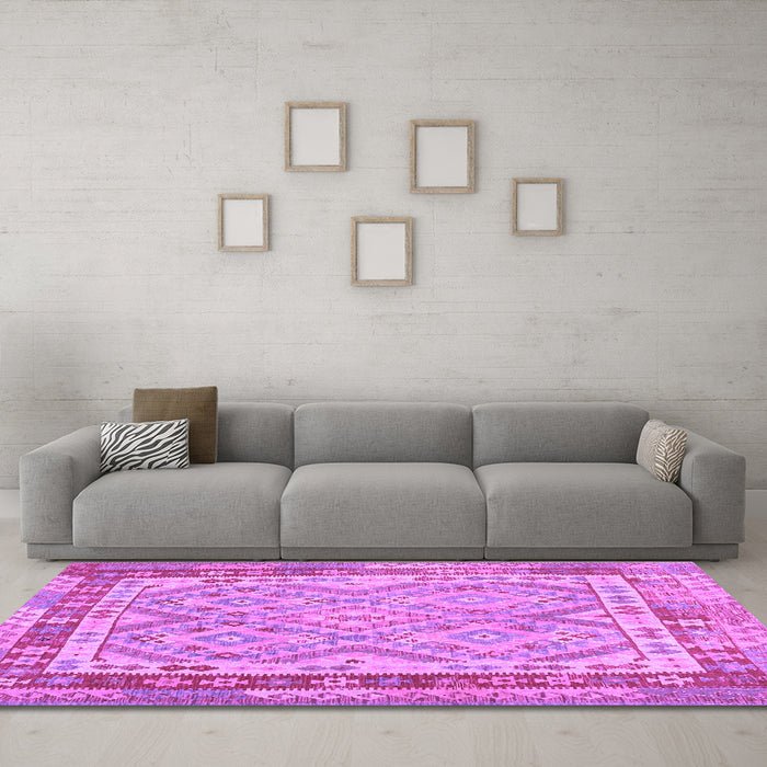 Machine Washable Southwestern Purple Country Area Rugs in a Living Room, wshcon1677pur
