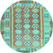 Round Oriental Light Blue Traditional Rug, con1678lblu