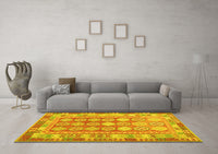 Machine Washable Oriental Yellow Traditional Rug, wshcon1678yw