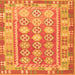 Round Machine Washable Oriental Orange Traditional Area Rugs, wshcon1678org