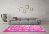 Machine Washable Oriental Pink Traditional Rug, wshcon1678pnk