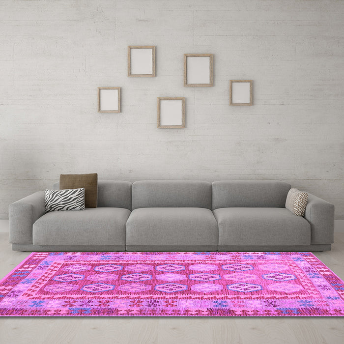 Machine Washable Oriental Purple Traditional Area Rugs in a Living Room, wshcon1678pur