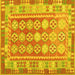 Square Machine Washable Oriental Yellow Traditional Rug, wshcon1678yw