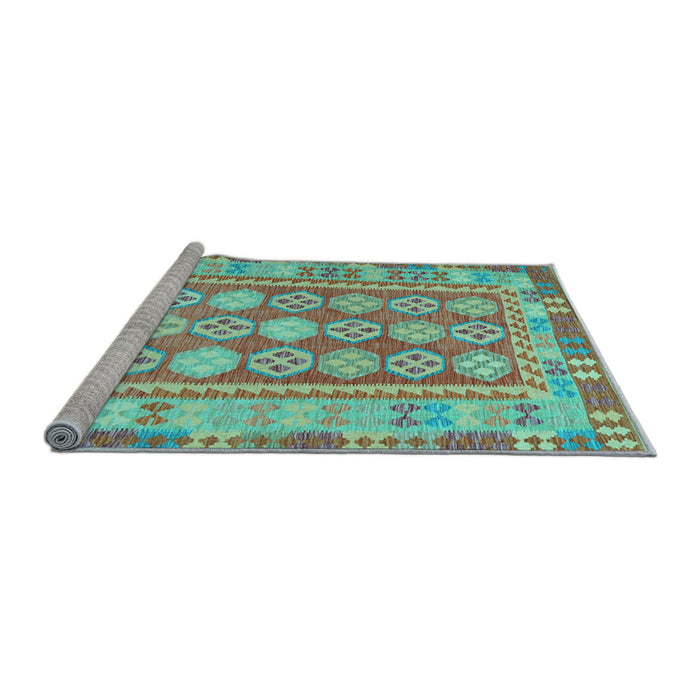 Sideview of Machine Washable Oriental Light Blue Traditional Rug, wshcon1678lblu